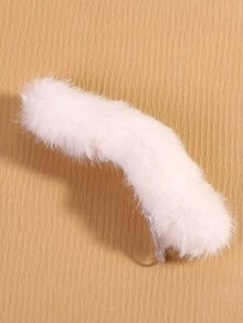 Pinza de pelo de cocodrilo unicolor de peluche - Blanco - Ver 1