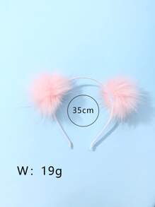 1pc Cute 3d Plush Decor Pink Headband For Toddler Girls, Suitable For Daily Wear And Gifting - Pink - View 4