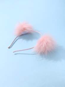 1pc Cute 3d Plush Decor Pink Headband For Toddler Girls, Suitable For Daily Wear And Gifting - Pink - View 5