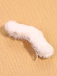 Pinza de pelo de cocodrilo unicolor de peluche - Blanco - Ver 3