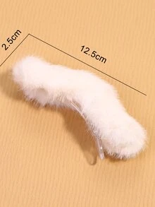 Pinza de pelo de cocodrilo unicolor de peluche - Blanco - Ver 4