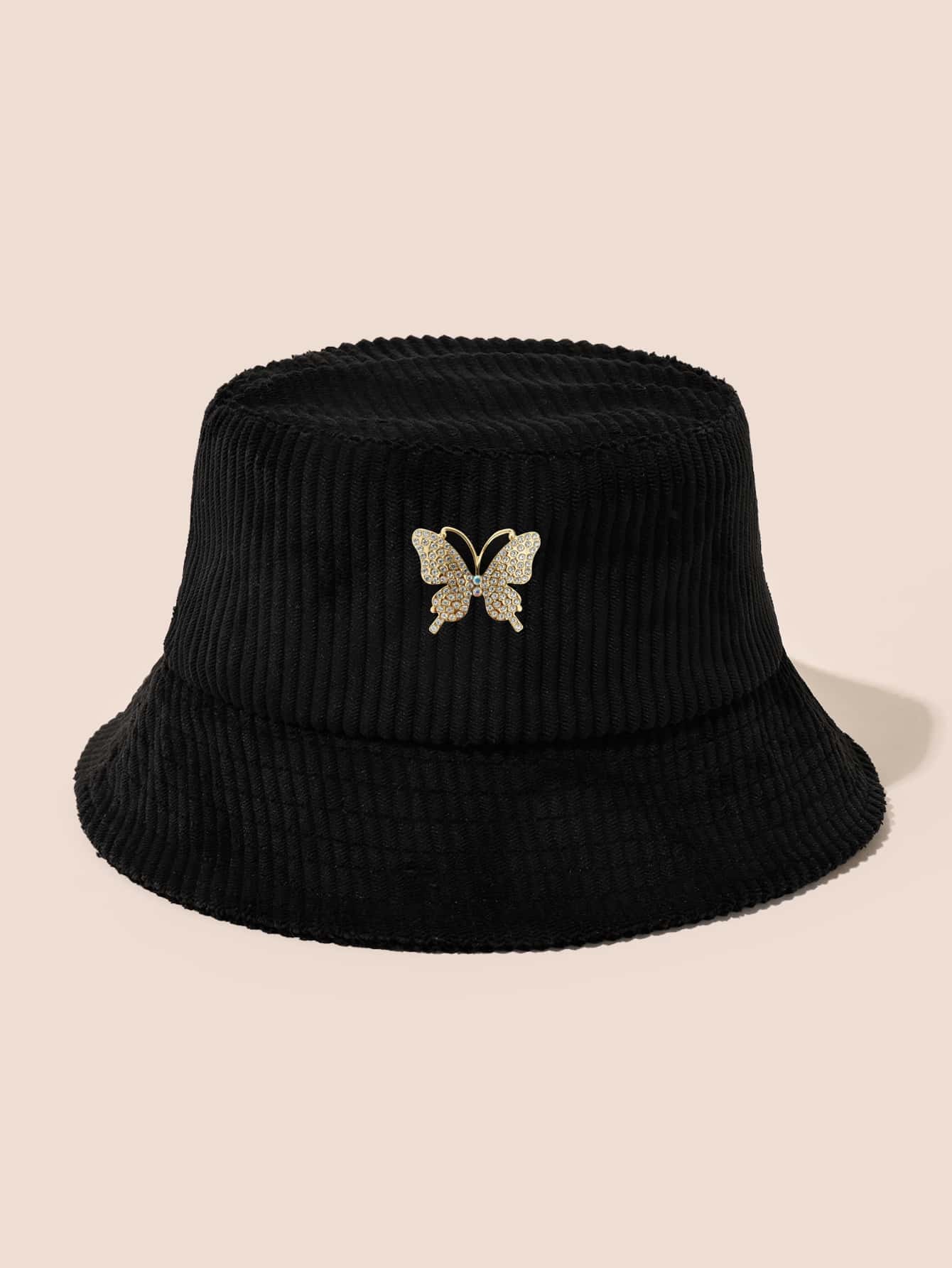 Sombrero cubo con diseño de mariposa - Negro - Añade 1