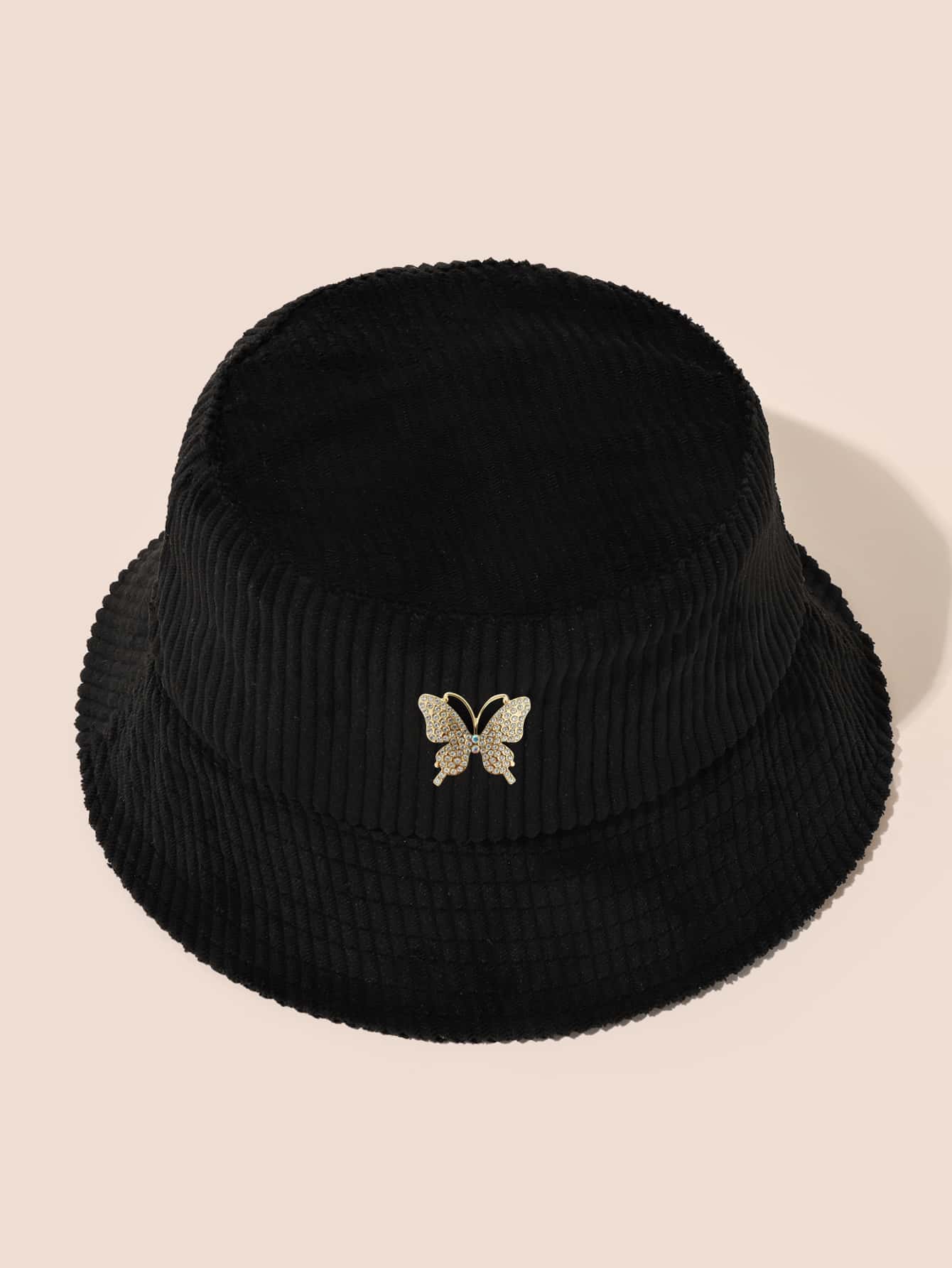 Sombrero cubo con diseño de mariposa - Negro - Añade 2