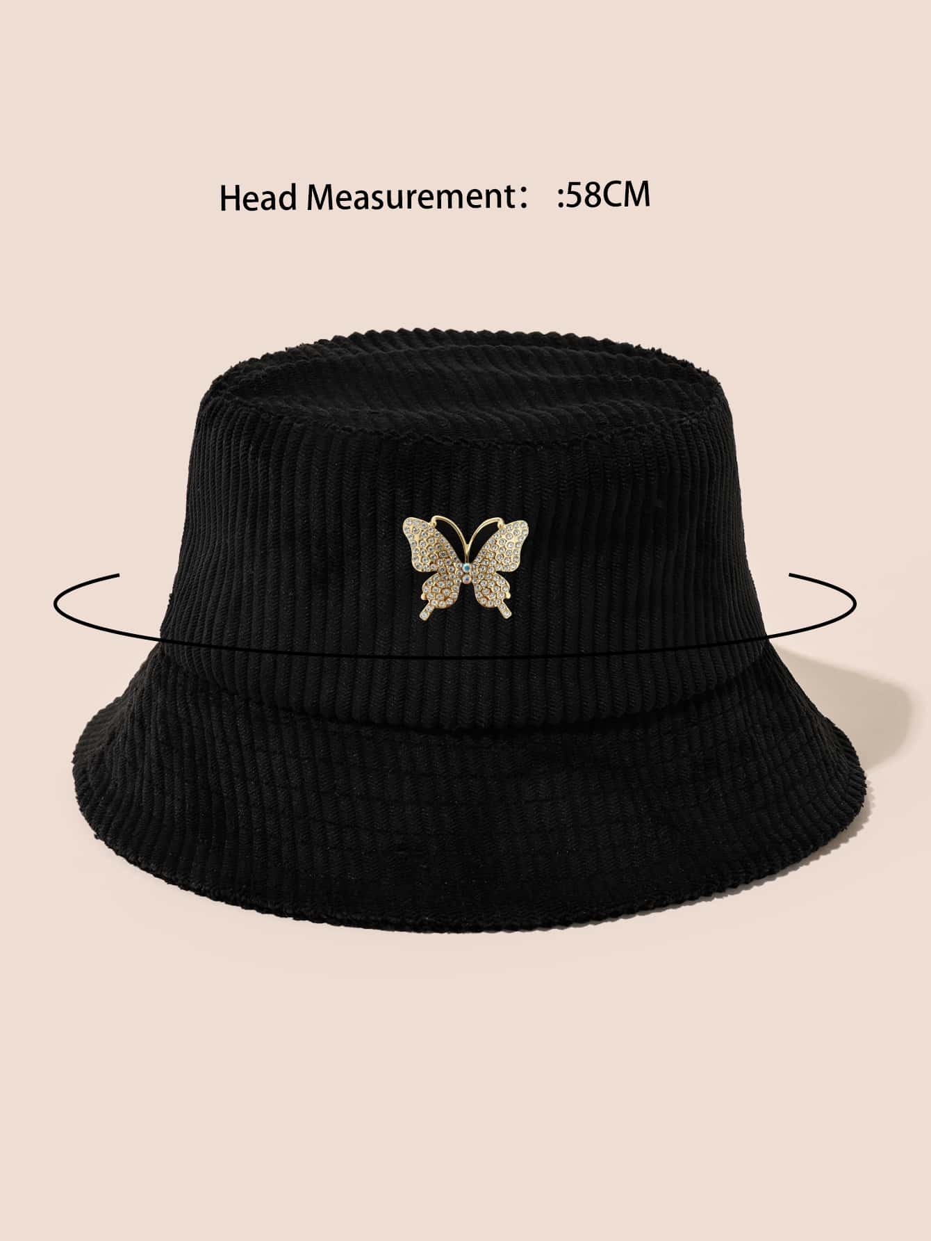 Sombrero cubo con diseño de mariposa - Negro - Añade 3
