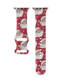 Christmas Santa Claus Pattern Watchband Compatible With Apple Watch - Multicolor - View 3