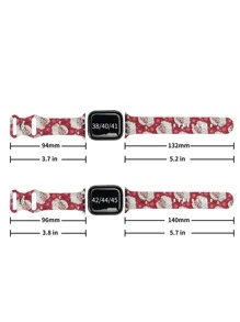 Christmas Santa Claus Pattern Watchband Compatible With Apple Watch - Multicolor - View 4