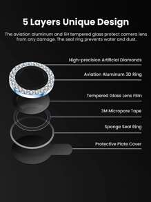 Bộ 3 miếng bảo vệ ống kính máy ảnh cường lực tương thích với iPhone 15/15Pro/15Plus/15Promax - Vàng - Xem 6