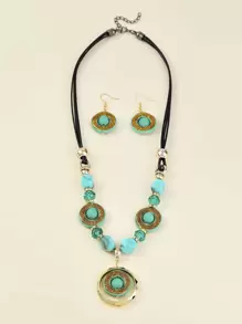 3pcs Round & Bead Decor Jewelry Set