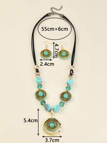 3pcs Round & Bead Decor Jewelry Set