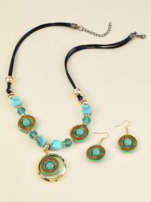 3pcs Round & Bead Decor Jewelry Set