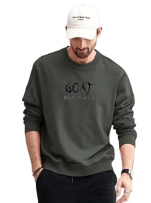 Áo nỉ Nam Slogan Giải trí - Màu xám đen - Xem 1