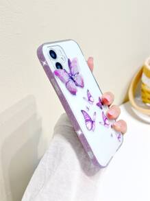 蝴蝶彩绘透明手机壳，国际版，非国内版 - 紫色 - 查看 2