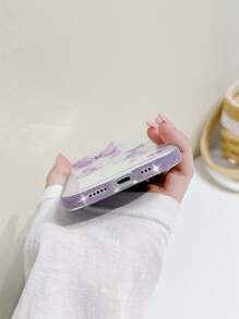 蝴蝶彩绘透明手机壳，国际版，非国内版 - 紫色 - 查看 4