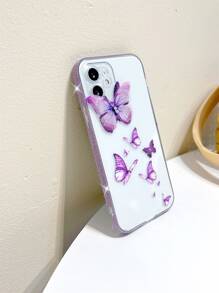 蝴蝶彩绘透明手机壳，国际版，非国内版 - 紫色 - 查看 5