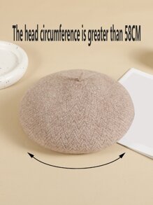 100% Wool Solid Beret - Apricot - View 8