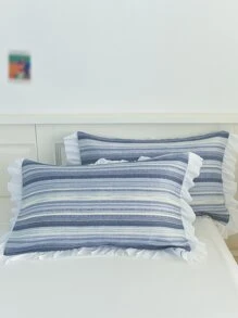 Striped Pattern Ruffle Decor Duvet Cover Set Without Filler - Multicolor - View 6