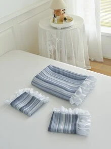 Striped Pattern Ruffle Decor Duvet Cover Set Without Filler - Multicolor - View 7