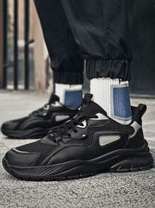 Giày thể thao nam Khối Màu Ren lên - màu đen - Xem 3