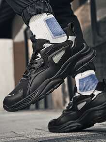 Giày thể thao nam Khối Màu Ren lên - màu đen - Xem 4