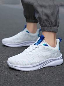 Men Letter Patch Decor Lace-up Front Running Shoes - White - View 2