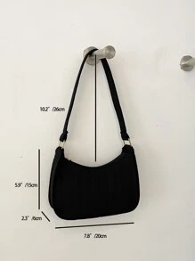 Bolsa hobo mini em relevo geométrico - Preto - Ver 6