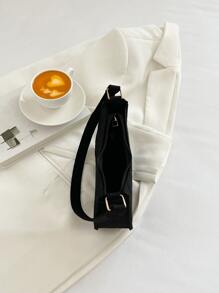 Bolsa hobo mini em relevo geométrico - Preto - Ver 5