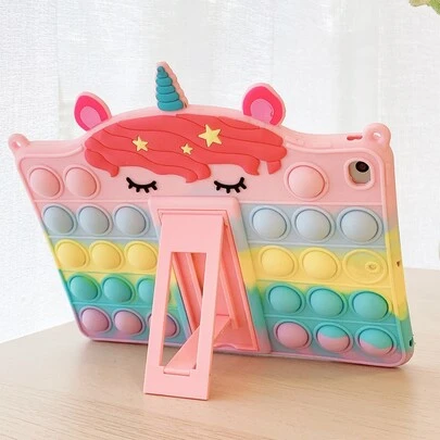 Adorable Rainbow Unicorn Cartoon IPad Protective Case Tablet Desktop Stand Samsung Tablet Protective Shell, Colorful