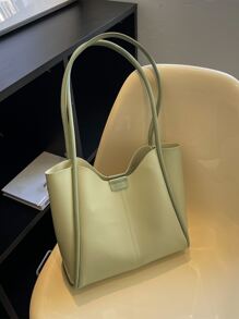 極簡單肩托特包 - 綠色 - 查看 4