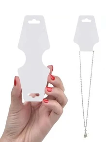 50pcs Paper Jewelry Storage Card, White Paper Jewelry Organizer For Packing - White - View 3