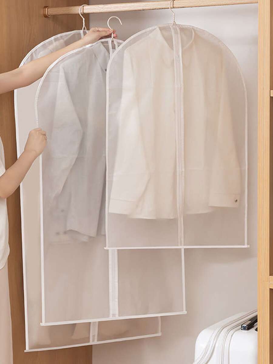 5pcs Clear Garment Cover,Breathable Zip-up Garment Cover, Anti- Dust, Moth And Waterproof - Clear - View 1