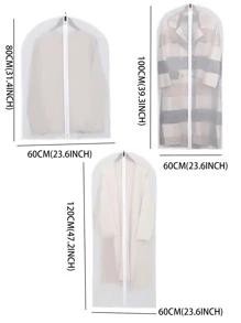 5pcs Clear Garment Cover,Breathable Zip-up Garment Cover, Anti- Dust, Moth And Waterproof - Clear - View 3