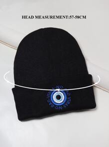 Mắt ác & khẩu hiệu thêu cuff Beanie - màu đen - Xem 5