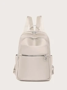 Ba lô Nữ màu trơn Có thể điều chỉnh được Mát mẻ - Màu be - Xem 1