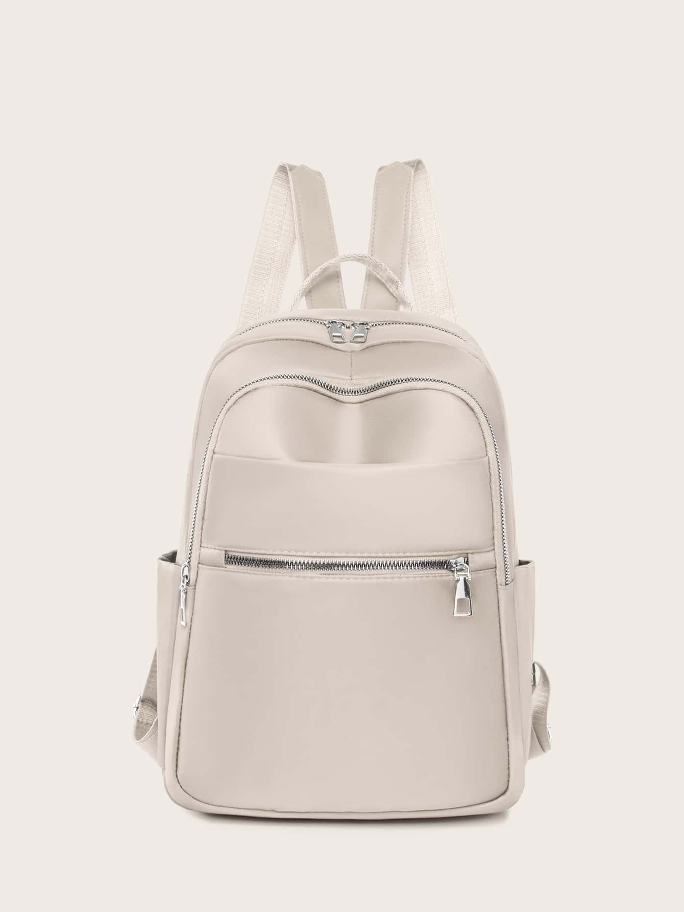 Ba lô Nữ màu trơn Có thể điều chỉnh được Mát mẻ - Màu be - Xem 1