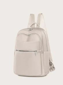 Ba lô Nữ màu trơn Có thể điều chỉnh được Mát mẻ - Màu be - Xem 2