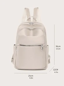 Ba lô Nữ màu trơn Có thể điều chỉnh được Mát mẻ - Màu be - Xem 3
