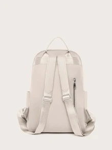 Ba lô Nữ màu trơn Có thể điều chỉnh được Mát mẻ - Màu be - Xem 4