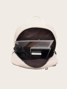 Ba lô Nữ màu trơn Có thể điều chỉnh được Mát mẻ - Màu be - Xem 5