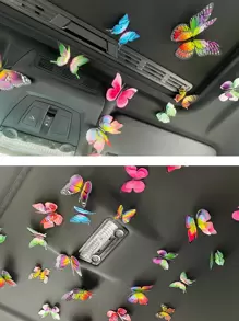 12入組蝴蝶設計車內裝飾品 - 彩色 - 查看 8