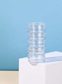 1pc 10G*5 Clear Stackable Jars Set, Multifunctional Reusable Cosmetic Jar - Clear - View 1
