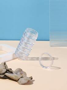 1pc 10G*5 Clear Stackable Jars Set, Multifunctional Reusable Cosmetic Jar - Clear - View 2