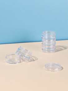 1pc 10G*5 Clear Stackable Jars Set, Multifunctional Reusable Cosmetic Jar - Clear - View 3