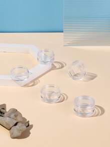 1pc 10G*5 Clear Stackable Jars Set, Multifunctional Reusable Cosmetic Jar - Clear - View 4
