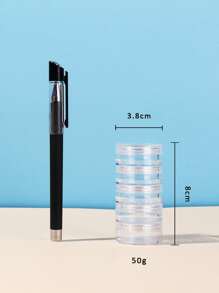 1pc 10G*5 Clear Stackable Jars Set, Multifunctional Reusable Cosmetic Jar - Clear - View 5