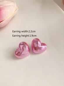 Bông tai thiết kế trái tim - Màu Hồng baby - Xem 3