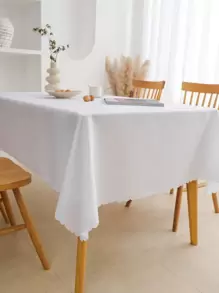 1入組素色白色桌布餐桌用現代滌綸裝飾桌布 - 白色 - 查看 3