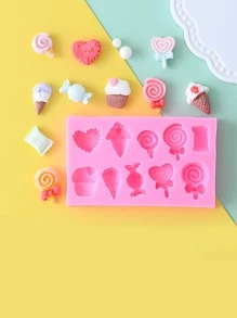 1 pièce Moule en silicone en forme de cœur et de sucette DIY, moule en silicone parfumé rose pour savon DIY