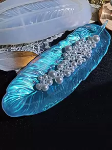 1 Khuôn nhựa hình lông vũ, Khuôn khay đựng đồ trang sức bằng nhựa dùng làm móc chìa khóa, nhẫn và đồ thủ công DIY, Món quà hoàn hảo cho phụ nữ - trắng - Xem 3