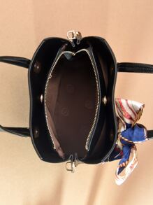 Crocodile Embossed Skinny Scarf Decor Top Handle Bag