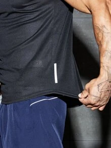 Fitness Men Letter Graphic Hooded Sports Tank Top Compression Shirt Men - Black - View 5